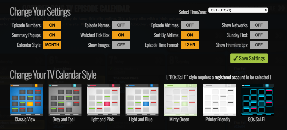 tv calendar for tv series, kalendarz do seriali